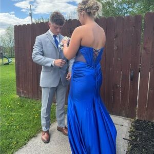 Elegant Royal Blue Strapless Gown